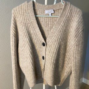 & Other Stories rib knit wool cardigan, color oatmeal, size M